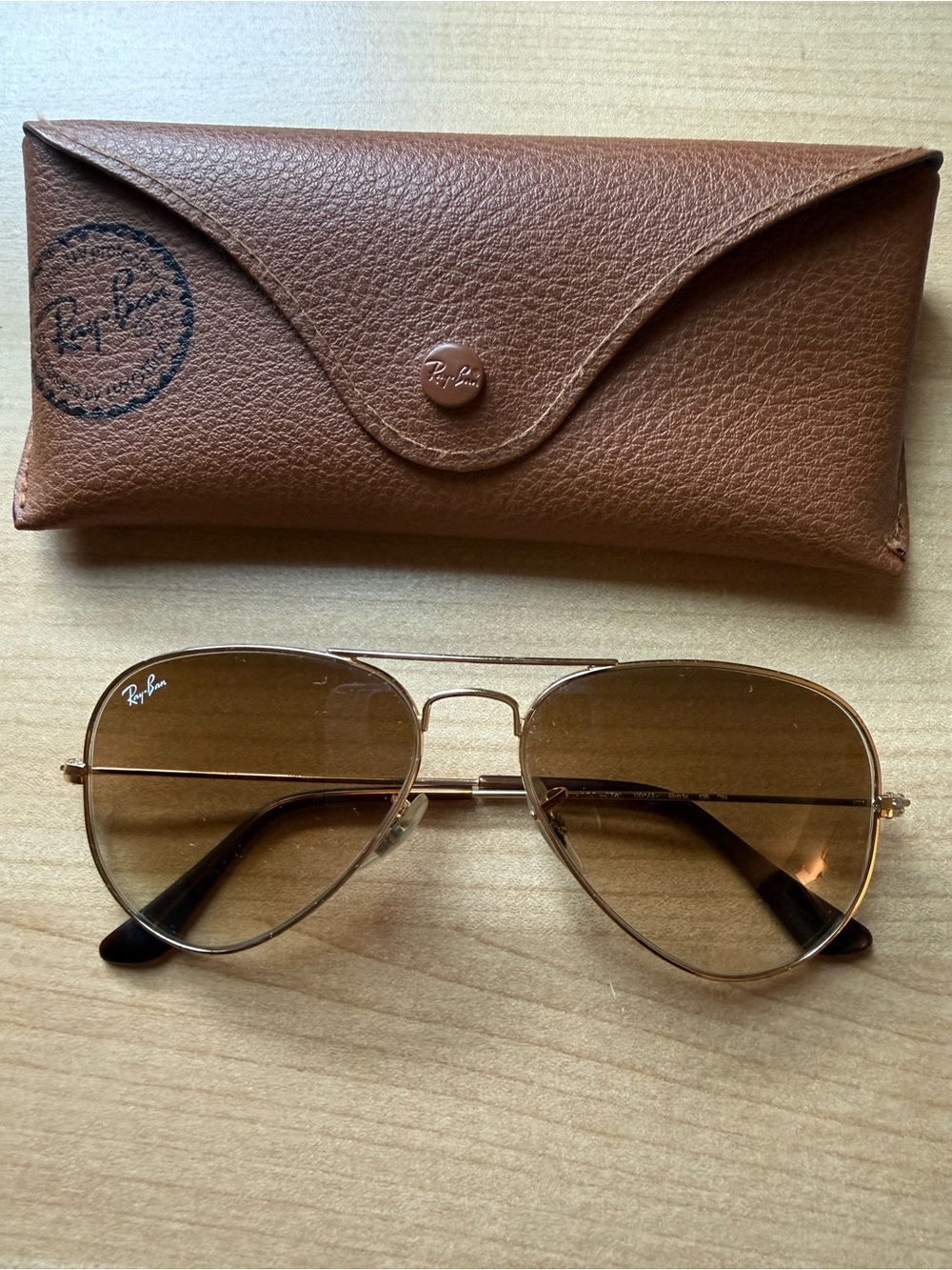 Ray-Ban Aviator Sunglasses - 55mm Gold Frame with Brown Lenses
